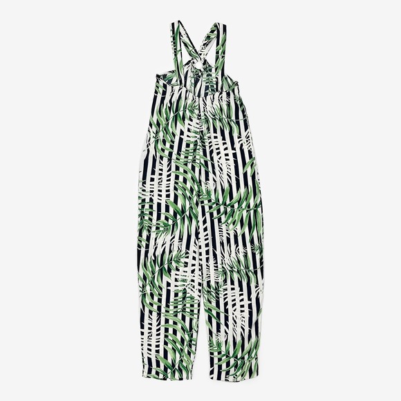 Zara Trafaluc Striped Leaf Print Jumpsuit Size S Tropical Resort Vacation Summer - Picture 2 of 4
